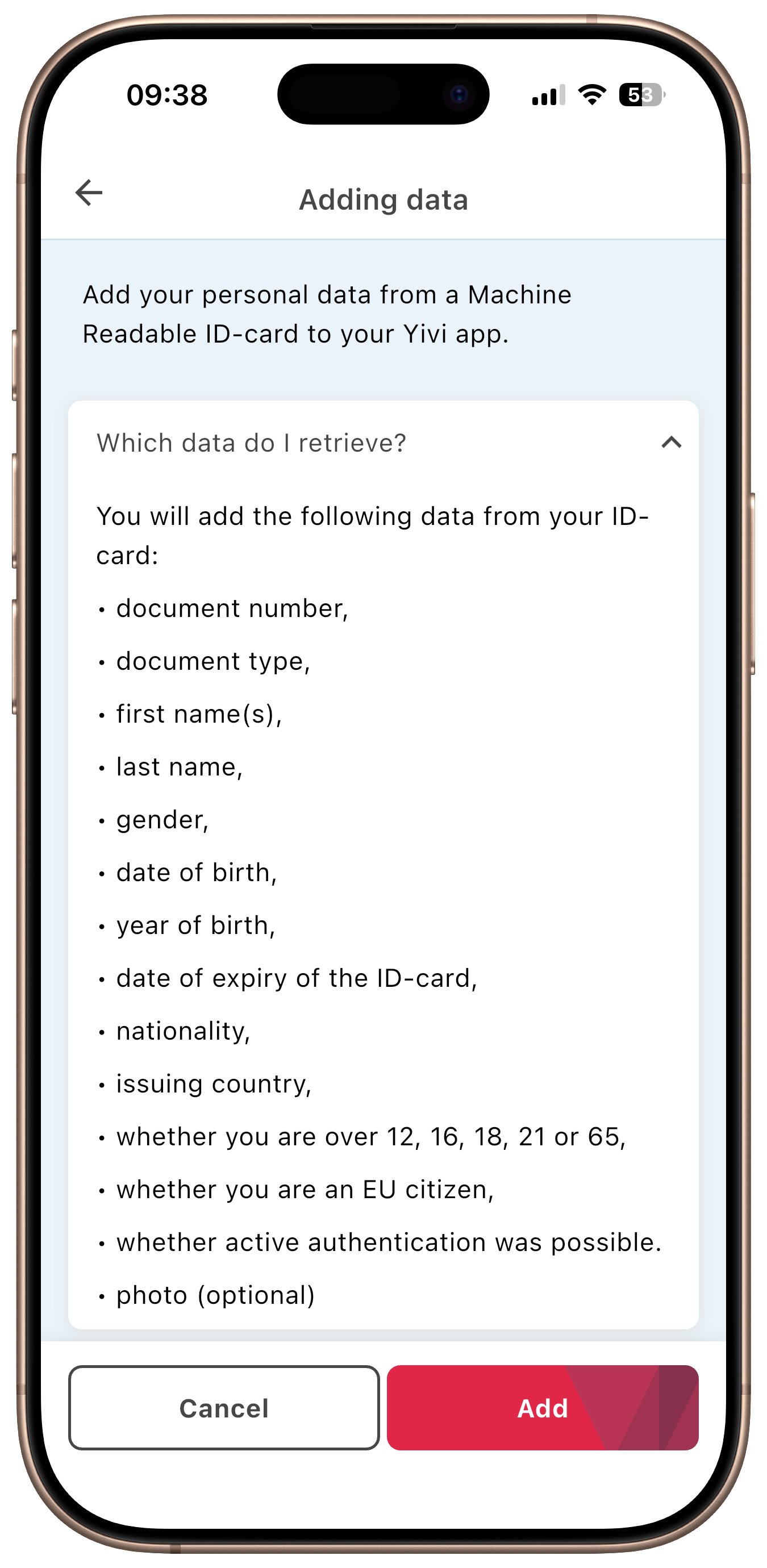 Yivi app - Add ID card data